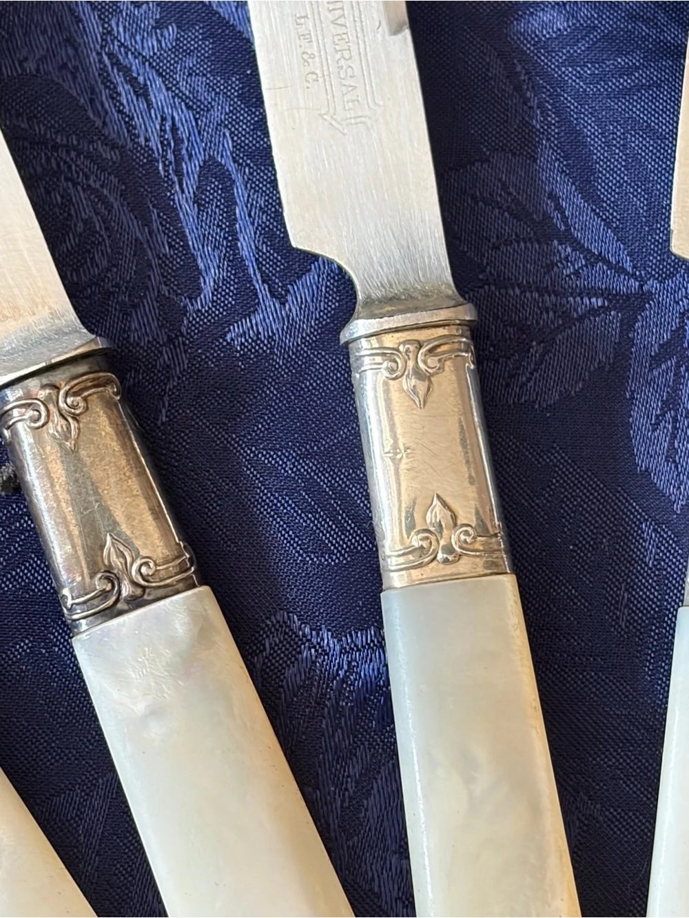 LF&C 6-Piece Nacre Handles w/Sterling Silver Collars And Stainless Knife Set